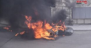إخماد حريق اندلع في سيارة بحي البرامكة في دمشق