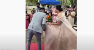 رجل تحت الفستان.. فيديو لعروس في موقف محرج يوم زفافها