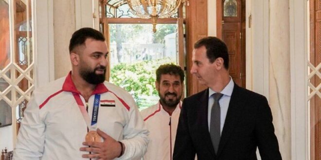 الرئيس الأسد يستقبل الرباع الأولمبي معن أسعد