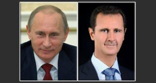 الرئيس الأسد يوجه برقية تهنئة للرئيس بوتين