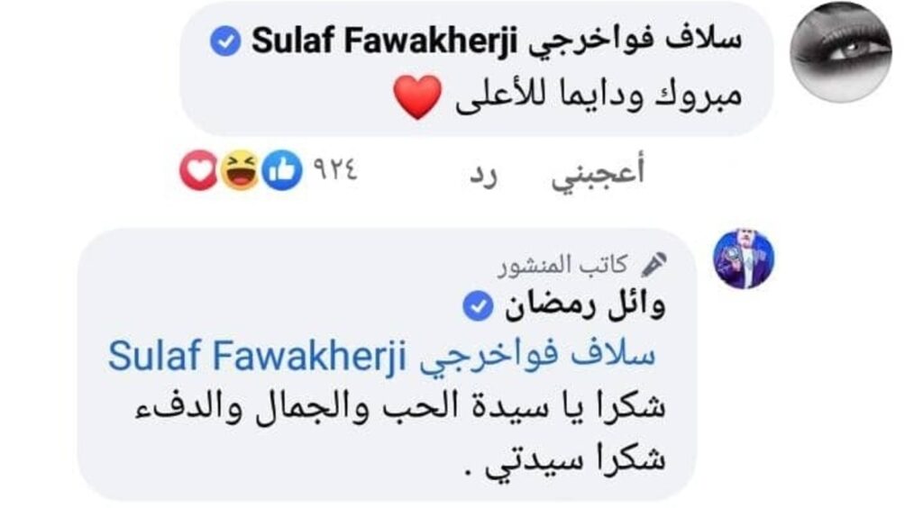 غزل متبادل بين سلاف فواخرجي ووائل رمضان